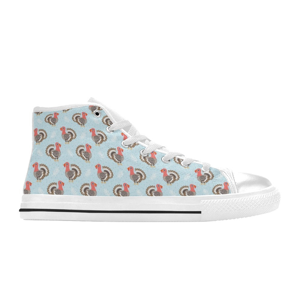 Turkey Print Design LKS403 High Top Women's White Shoes