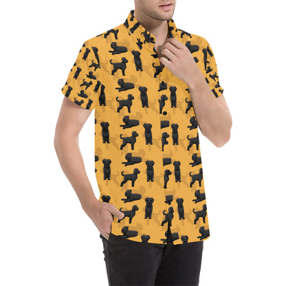 Bouviers des Flandres Pattern Print Design 01 Men's Short Sleeve Button Up Shirt