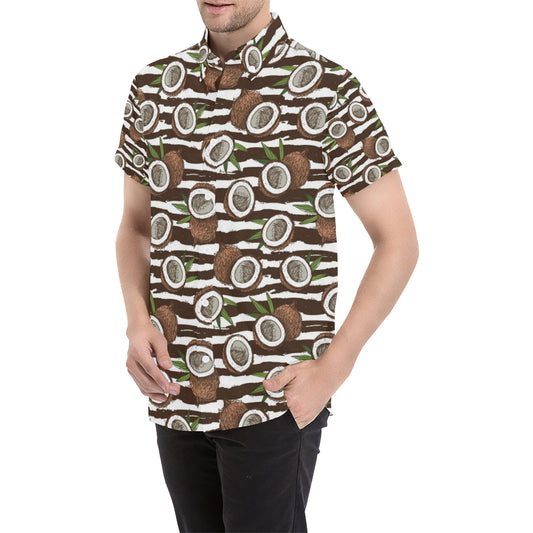 Coconut Pattern Print Design CN04 Men's Short Sleeve Button Up Shirt