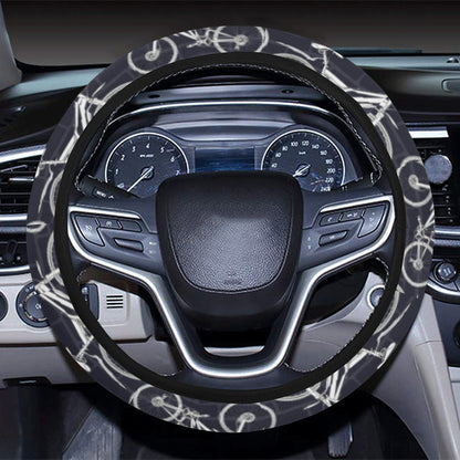 Mountain bike Pattern Print Design 02 Steering Wheel Cover with Elastic Edge