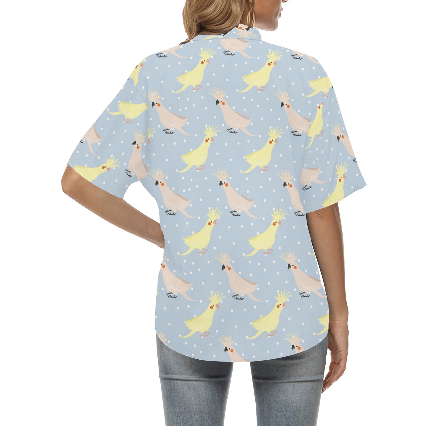 Cockatiel Pattern Print Design 03 Women's Hawaiian Shirt