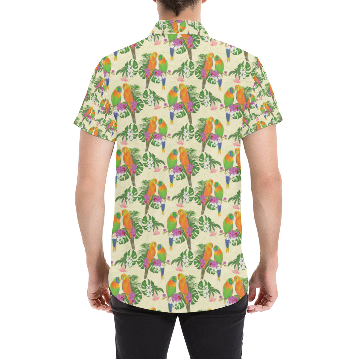 Conures Pattern Print Design 02 Men's Short Sleeve Button Up Shirt
