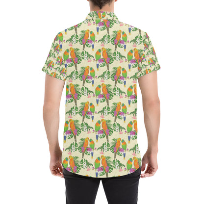 Conures Pattern Print Design 02 Men's Short Sleeve Button Up Shirt