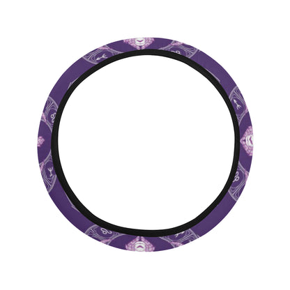 Aries Zodiac Pattern Print Design 02 Steering Wheel Cover with Elastic Edge