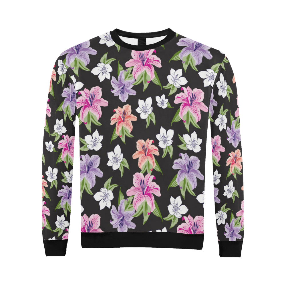 Lily Pattern Print Design LY02 Men Long Sleeve Sweatshirt