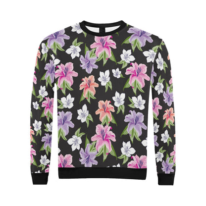 Lily Pattern Print Design LY02 Men Long Sleeve Sweatshirt