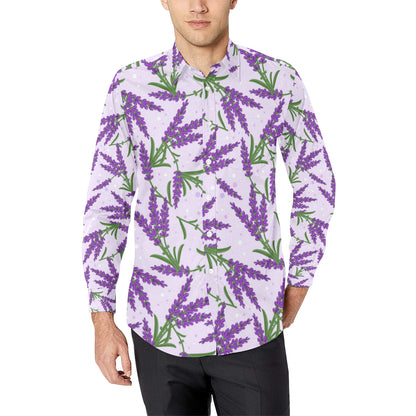 Lavender Pattern Print Design LV02 Men's Long Sleeve Shirt
