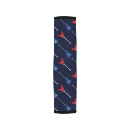 Electric Guitar Pattern Print Design 01 Car Seat Belt Cover