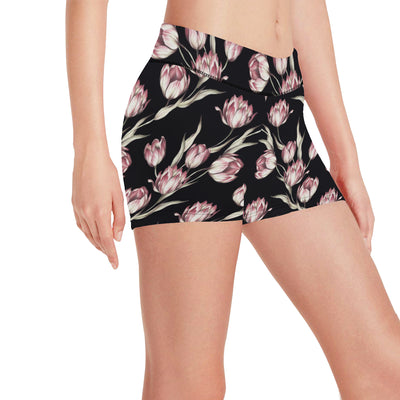 Tulip Pink Pattern Print Design TP02 Yoga Shorts