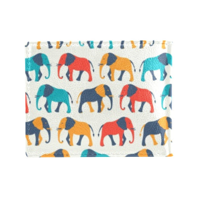 Elephant Colorful Print Pattern Men's ID Card Wallet