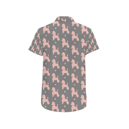 Poodle Pattern Print Design A02 Men's Short Sleeve Button Up Shirt