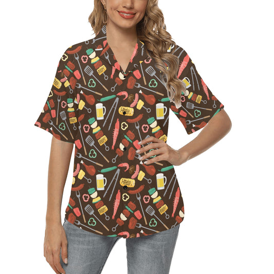 Barbecue Pattern Print Design 05 Women's Hawaiian Shirt