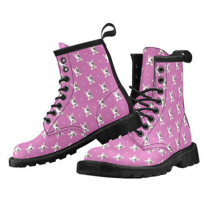 Bull Terrier Happy Print Pattern Women's Boots