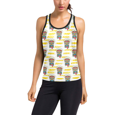 Tiki Smile Mask Print Pattern Women's Racerback Tank Top