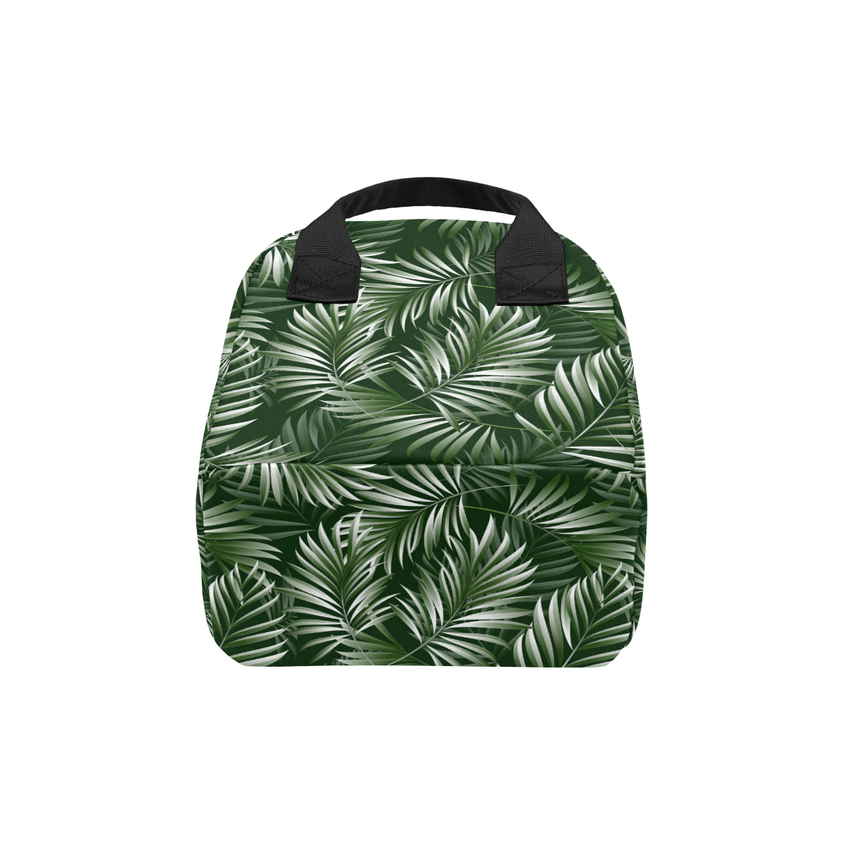 White Green Tropical Palm Leaves Insulated Lunch Bag