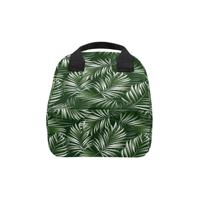 White Green Tropical Palm Leaves Insulated Lunch Bag