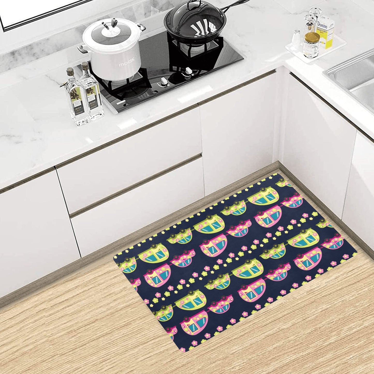 Camper Cute Camping Design No 3 Print Kitchen Mat