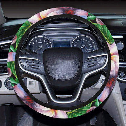 Plumeria Pattern Print Design PM01 Steering Wheel Cover with Elastic Edge