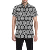 Calendar Aztec White Black Print Pattern Men's Short Sleeve Button Up Shirt