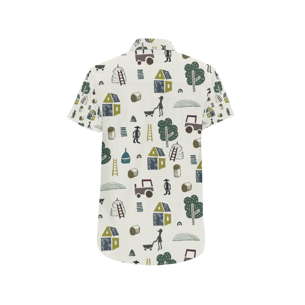 Agricultural Farm Print Design 01 Men's Short Sleeve Button Up Shirt