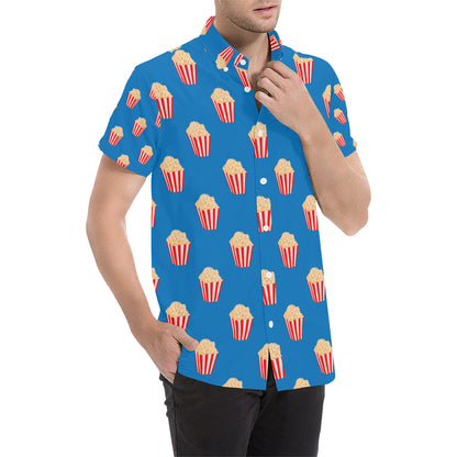 Popcorn Pattern Print Design A04 Men's Short Sleeve Button Up Shirt