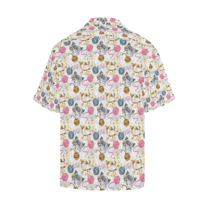 Cat Playing Yarn Pattern Print Design 07 Men's Hawaiian Shirt