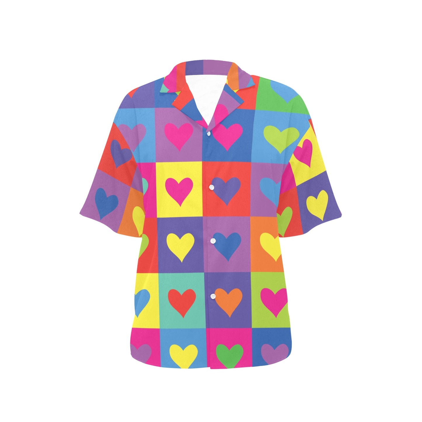 Pop Art Heart Pattern Print Design A01 Women's Hawaiian Shirt
