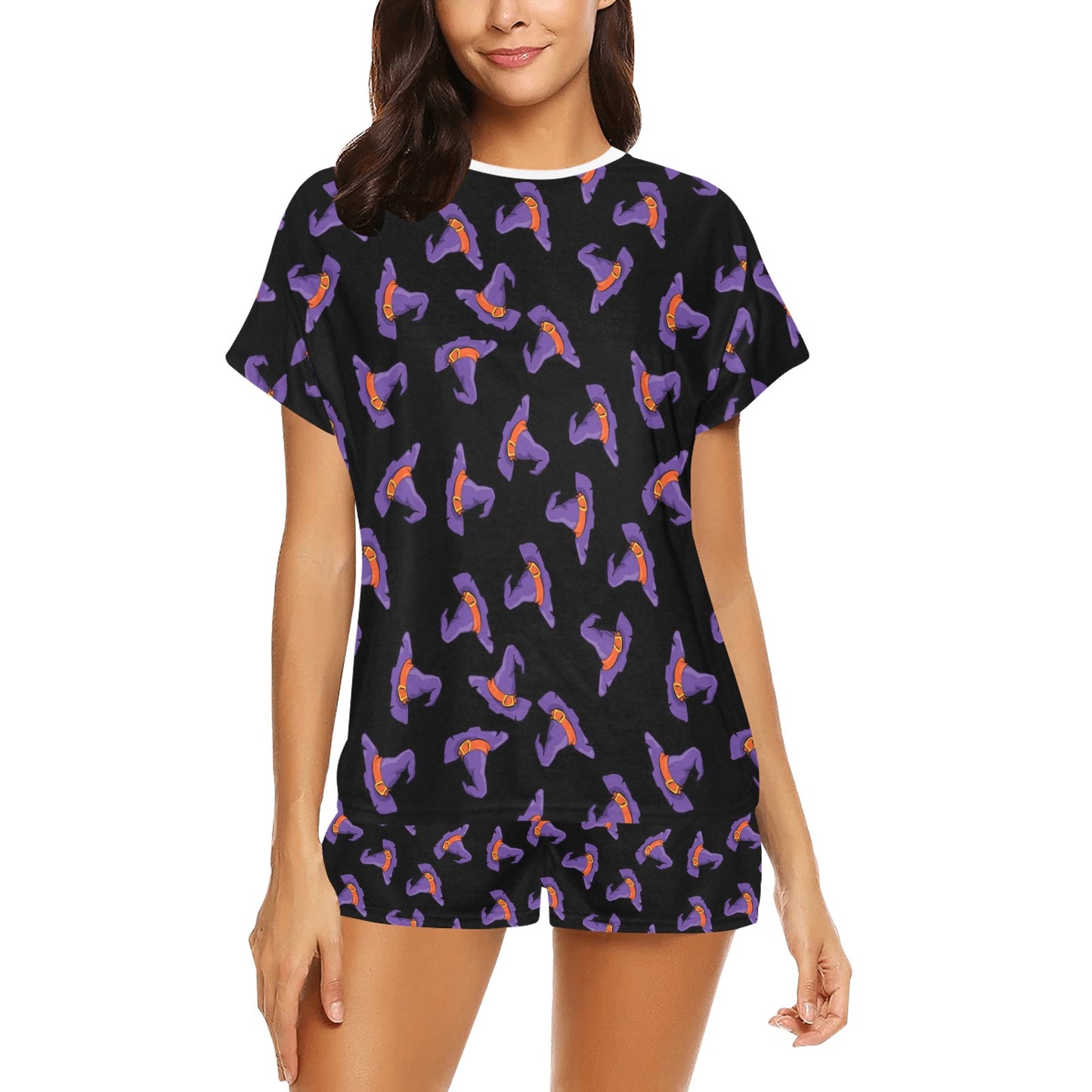 Witch Hat Print Design LKS304 Women's Short Pajama Set