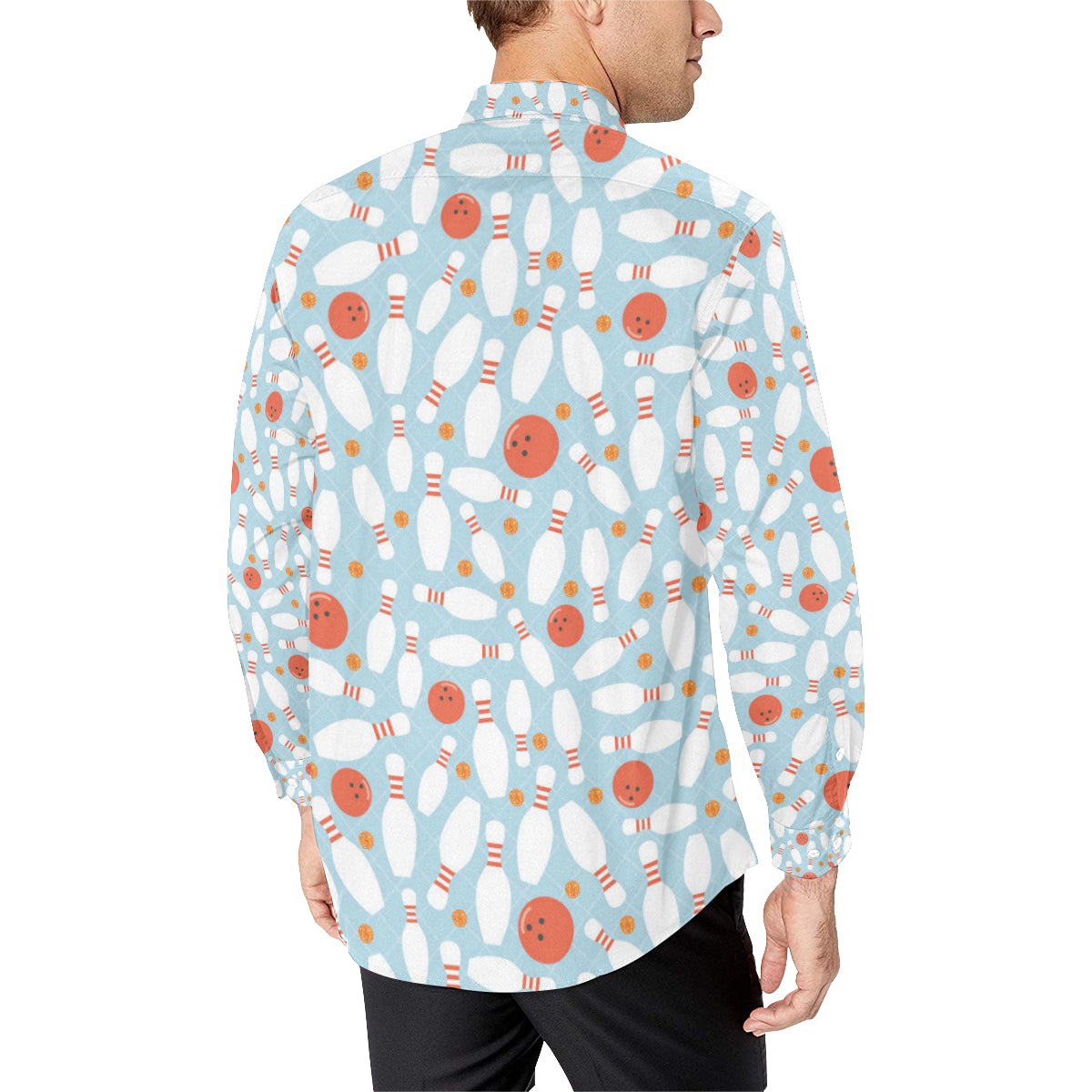 Bowling Pattern Print Design 09 Men's Long Sleeve Shirt