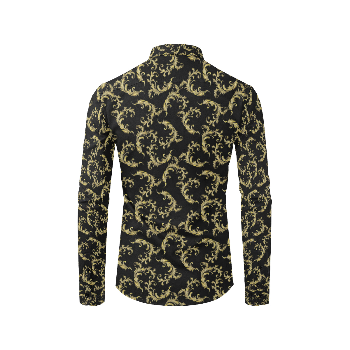 Baroque Golden Pattern Print Design 01 Men's Long Sleeve Shirt