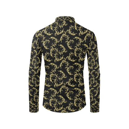 Baroque Golden Pattern Print Design 01 Men's Long Sleeve Shirt