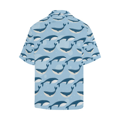 Blue Whale Pattern Print Design 02 Men's Hawaiian Shirt