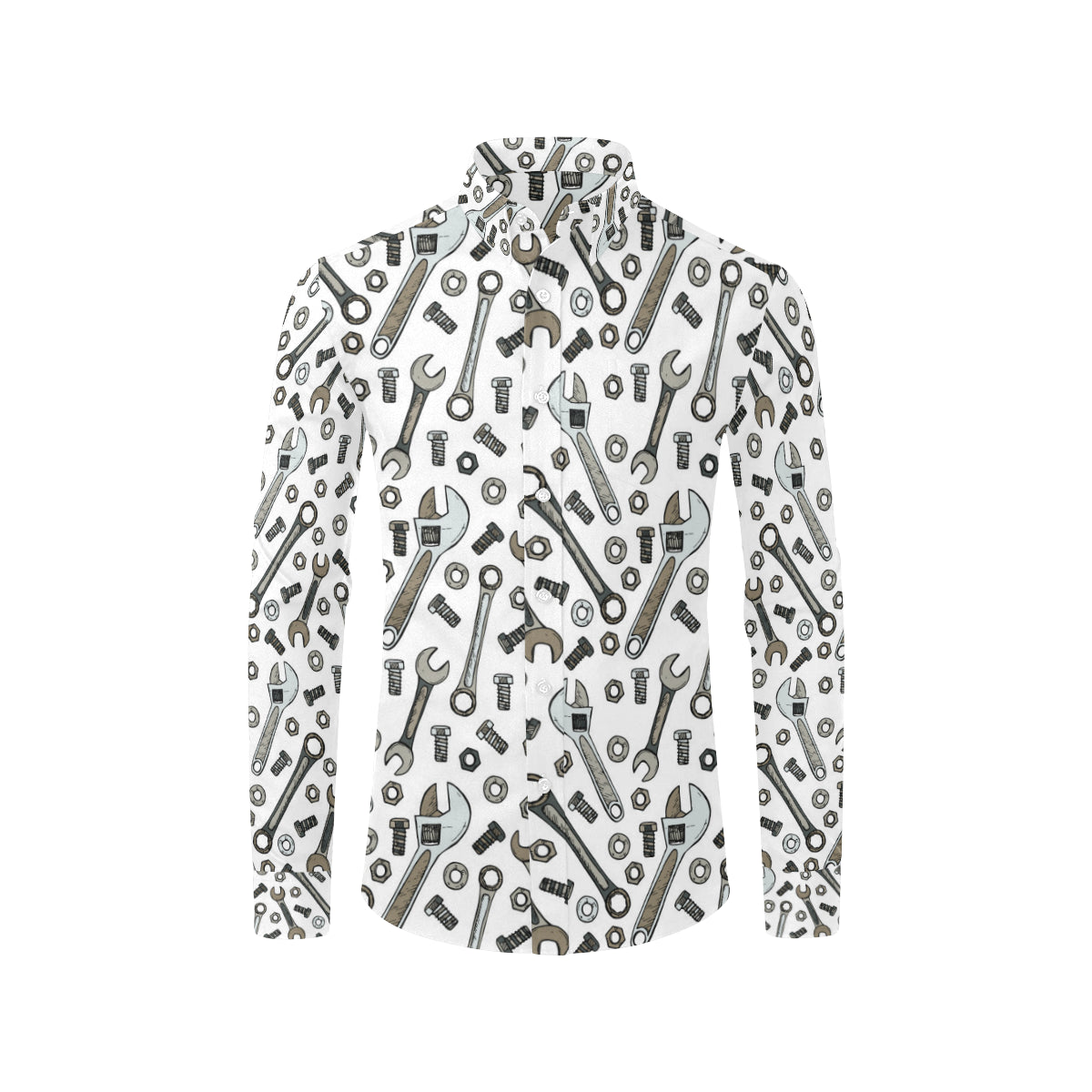 Mechanic Pattern Print Design 03 Men's Long Sleeve Shirt