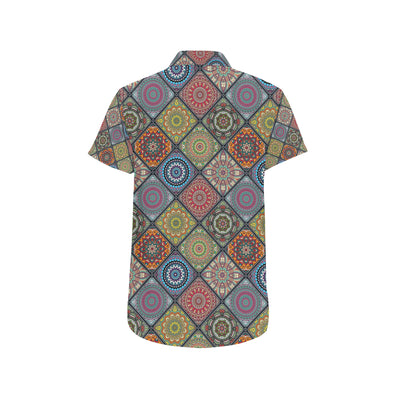 Bohemian Pattern Print Design 05 Men's Short Sleeve Button Up Shirt