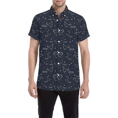 Capricorn Zodiac Pattern Print Design 01 Men's Short Sleeve Button Up Shirt