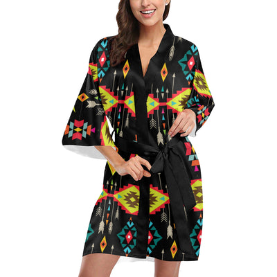 Native Pattern Print Design A05 Women's Short Kimono