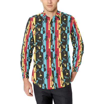Jazz Pattern Print Design 02 Men's Long Sleeve Shirt