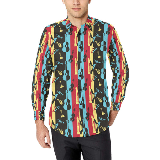 Jazz Pattern Print Design 02 Men's Long Sleeve Shirt