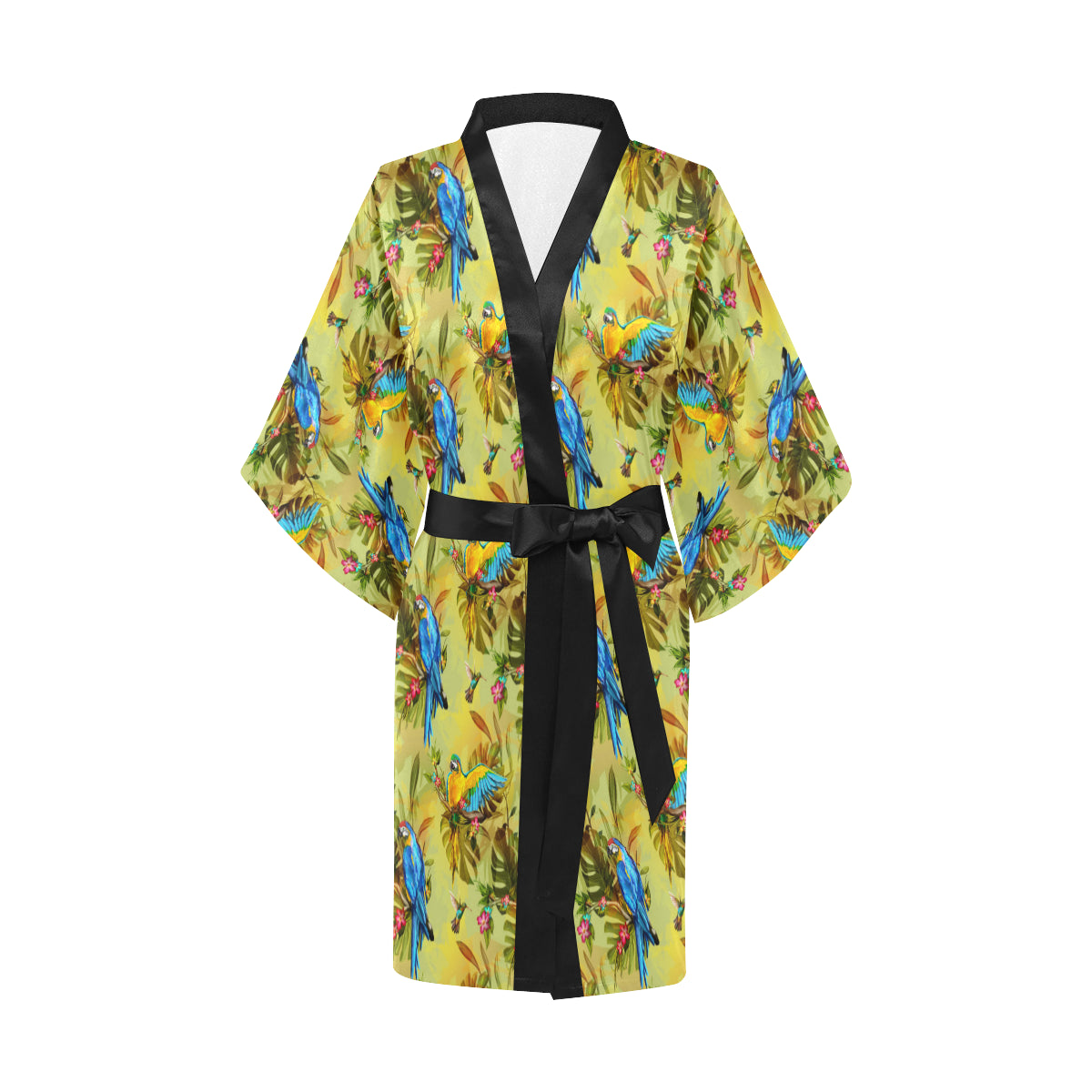 Parrot Pattern Print Design A02 Women's Short Kimono