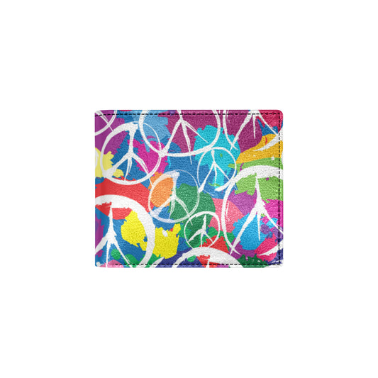 Peace Sign Colorful Pattern Print Design A02 Men's ID Card Wallet
