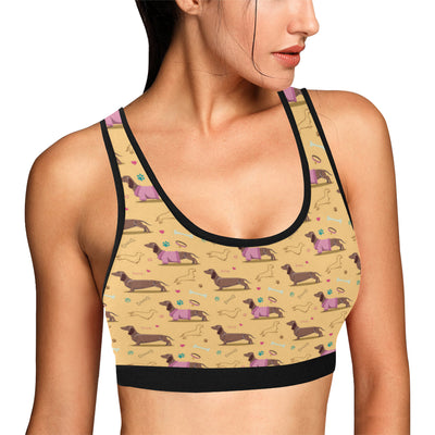 Dachshund Pattern Print Design 07 Sports Bra