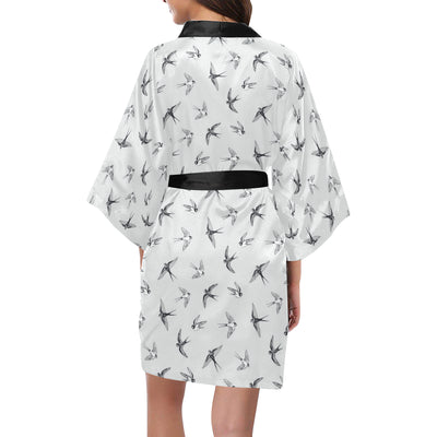 Swallow Bird Pattern Print Design 04 Women's Short Kimono