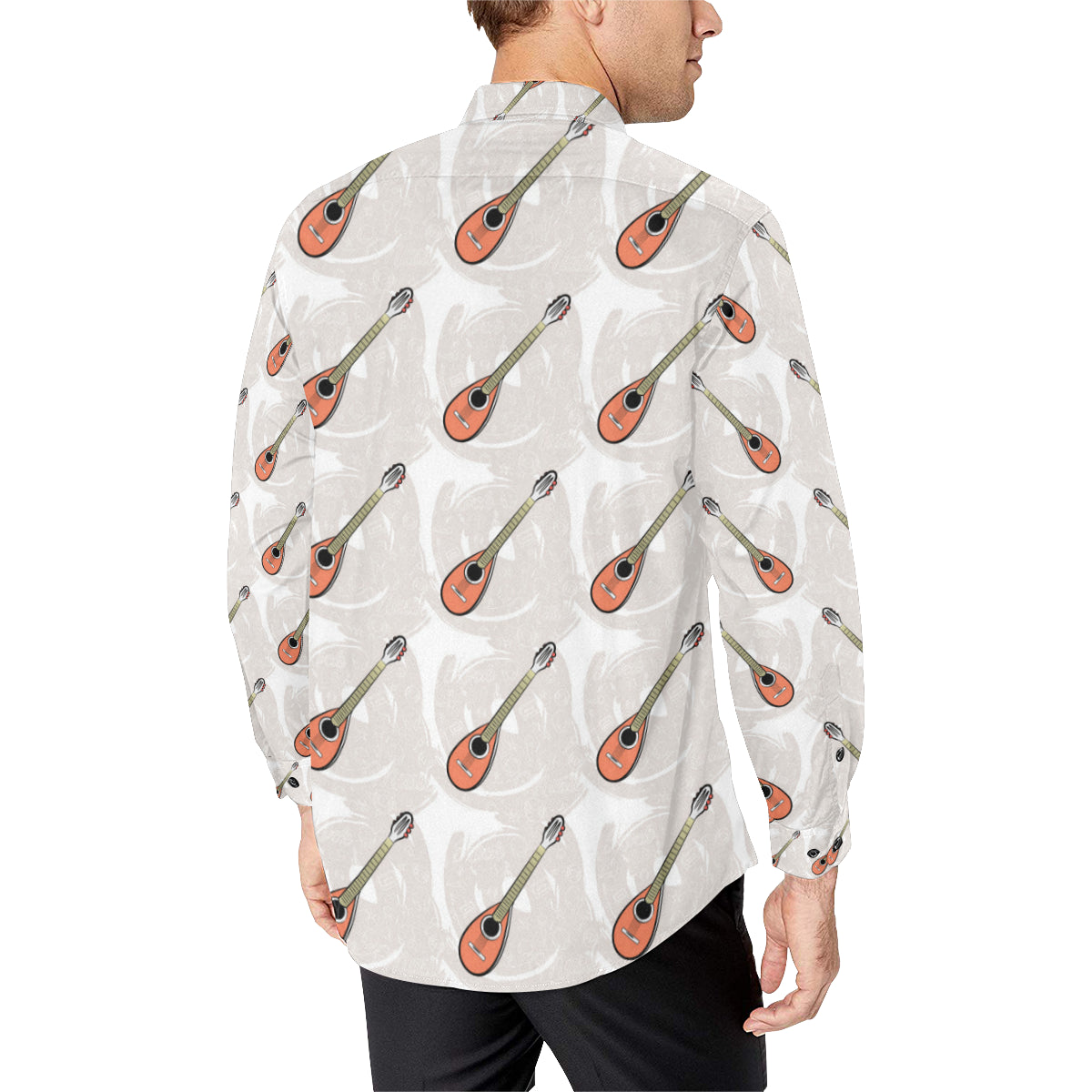 Mandolin Pattern Print Design 03 Men's Long Sleeve Shirt
