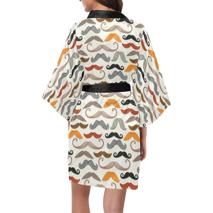 Mustache Pattern Print Design A02 Women's Short Kimono