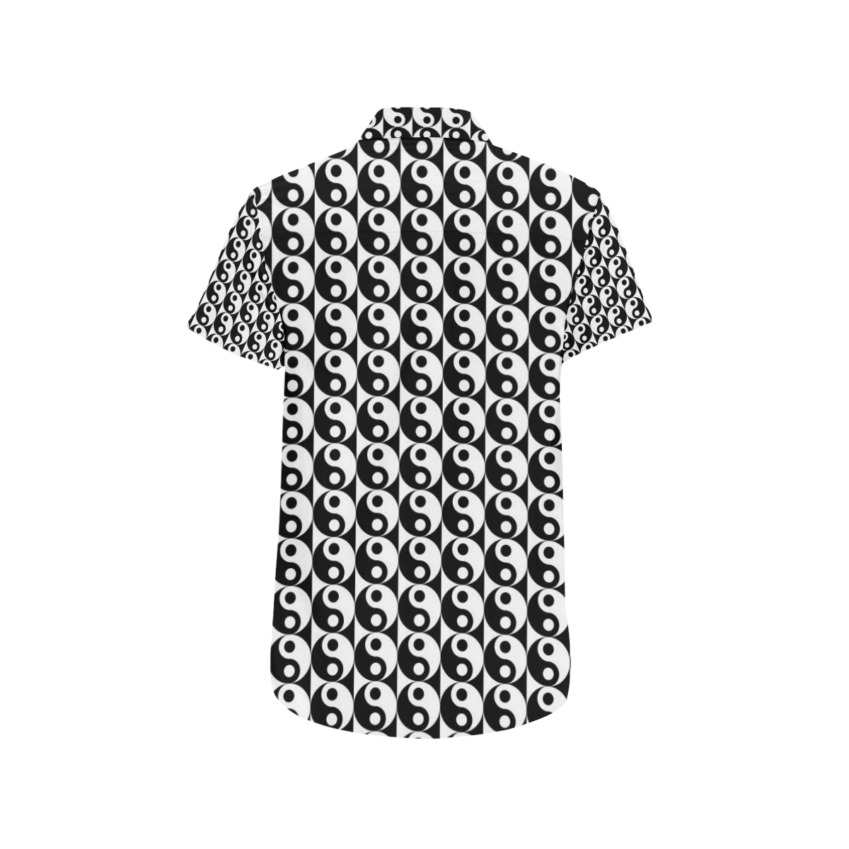 Yin Yang Classic Pattern Design Print Men's Short Sleeve Button Up Shirt