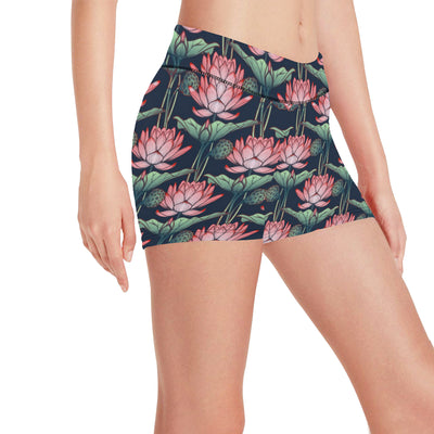 Water Lily Pattern Print Design WL03 Yoga Shorts