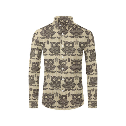 Owl Pattern Print Design A01 Men's Long Sleeve Shirt