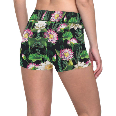 Water Lily Pattern Print Design WL010 Yoga Shorts