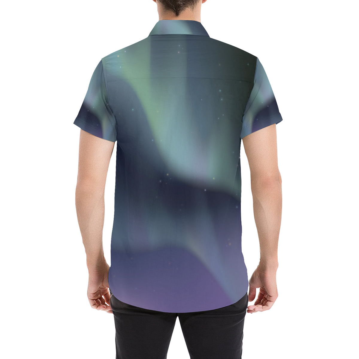 Aurora Borealis Pattern Print Design 01 Men's Short Sleeve Button Up Shirt
