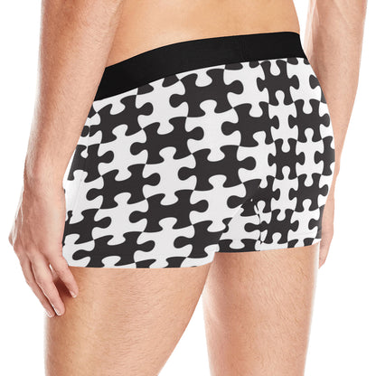 Puzzle Black White Pattern Print Design A02 Men's Boxer Briefs